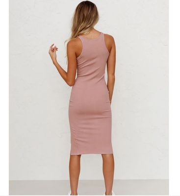 Abito a maglia lungo e sottile Vestico a colori solidi Abito a maglia lungo e sottile con fessura