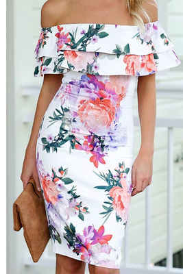 Bodice One Shoulder Tube Dress Stampa Donna One Shoulder Dress Slim Fit