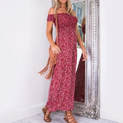 Pelle in fascia abito da donna elegante Sexy Stampa Una Spalla Split Abito