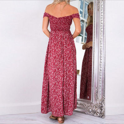 Pelle in fascia abito da donna elegante Sexy Stampa Una Spalla Split Abito