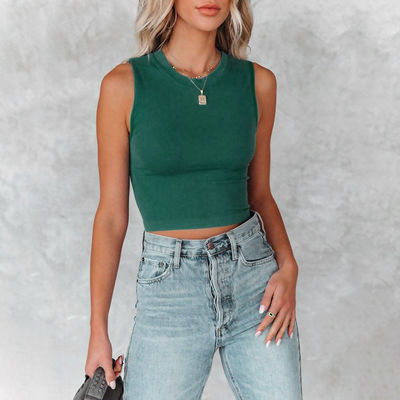 Squisito top da donna senza maniche elegante massello a colori solidi camisotto per il collo