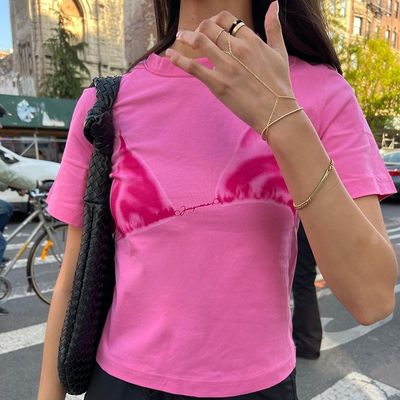 Comodo T-shirt decal elegante T-shirt sexy a manica corta con colletto rotondo stampato