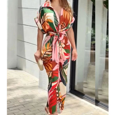 Manica corta Stampa floreale Abito da donna di moda confortevole Casual sexy Slim Fit