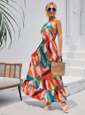 Stampa floreale senza maniche abito maxi in stile