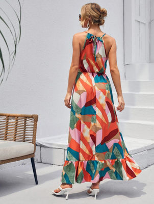 Stampa floreale senza maniche abito maxi in stile