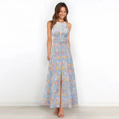 Adulti Abito senza maniche Stylish Floral Halter Maxi Dress