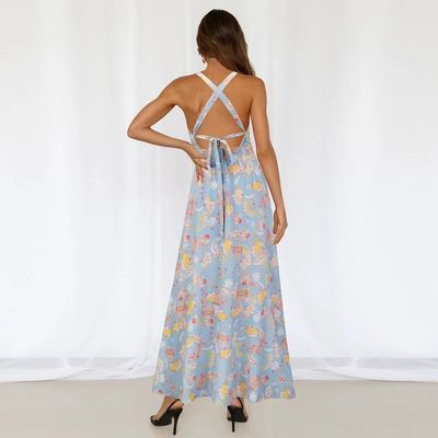 Adulti Abito senza maniche Stylish Floral Halter Maxi Dress