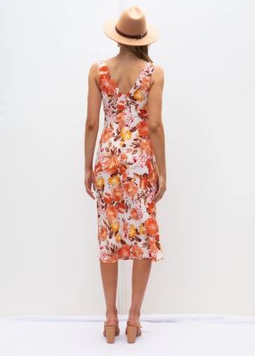 A Line Style Sleeveless Print Dress Collo Rotondo Delicato Floral Sleeveless Dress