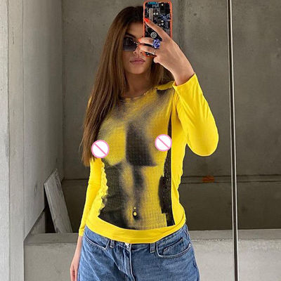 T-shirt decal stampata digitalmente Moda stampata all match T-shirt a manica lunga
