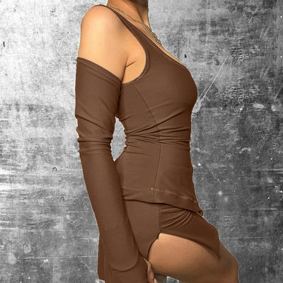 Donne Viaggi Ocio Abiti sportivi sexy U Collo Slim Split Short Skirt And Top Set