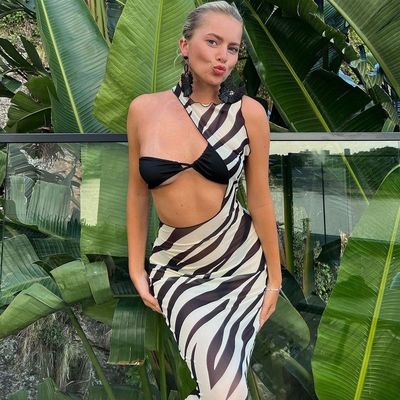 # Cool One Shoulder Tube Dress # # Sexy Gaze Sleeveless Slim See Through Dress # # Vedi attraverso il vestito #