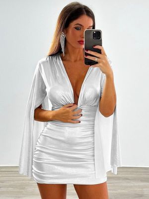 Pacco a colori solidi Abito da anca manica lunga borsa sexy magra abito da donna