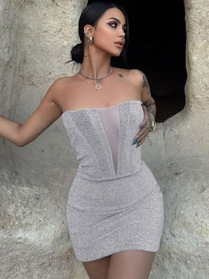 Pacchetto Moda Abito da Esclusiva Mercerizzato Pelle scavata Borsa Sottile Abito da Esclusiva Sexy