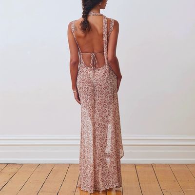 Nuovo gioiello da donna, rosa, sexy, senza schiena, vestito a pizzo.
