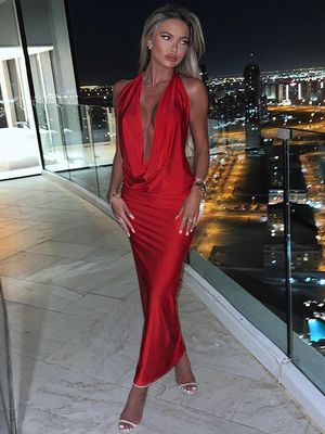 Nuovo temperamento di moda sexy V-colletto cinturino cinturino vestito sottile senza maniche