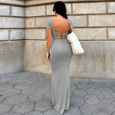 Primaverile estivo Custom New Fashion Sexy Halter abito a manica corta