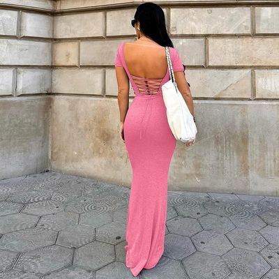 Primaverile estivo Custom New Fashion Sexy Halter abito a manica corta