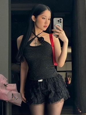 Nuova moda sexy spezia ricamato pizzo fino al tassello vita sottile giubbotto di colore solido