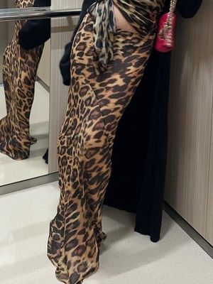Nuova moda estiva Leopardo sexy Stampato Sciffone Fishtail gonna Pavimento - Lunghezza gonna