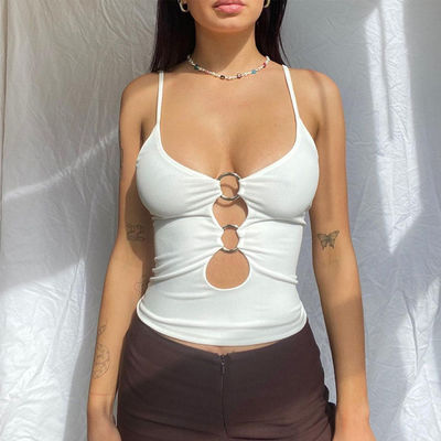 Vestico da camicetta di moda estiva, magro, con petto e pancia tagliati