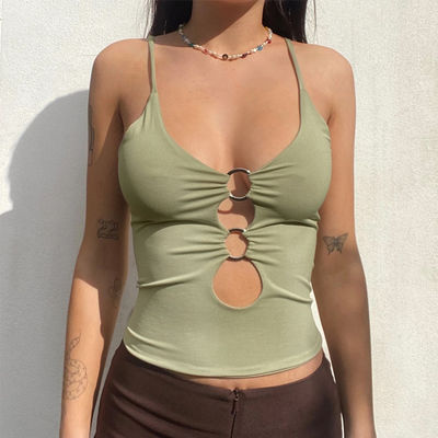 Vestico da camicetta di moda estiva, magro, con petto e pancia tagliati