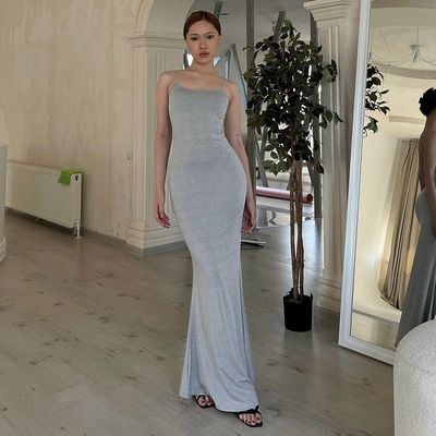 Donna estiva nuovo sexy colletto a una riga farfalla bruciatura modello cintura dimagrante abito a maglia