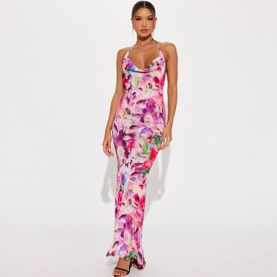 Verano nuovo sexy pizzo fino alla gonna di fascia abito stampa di moda