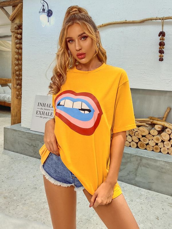 T-shirt decal con stile e comfort T-shirt da donna T-shirt in cotone a quattro maniche