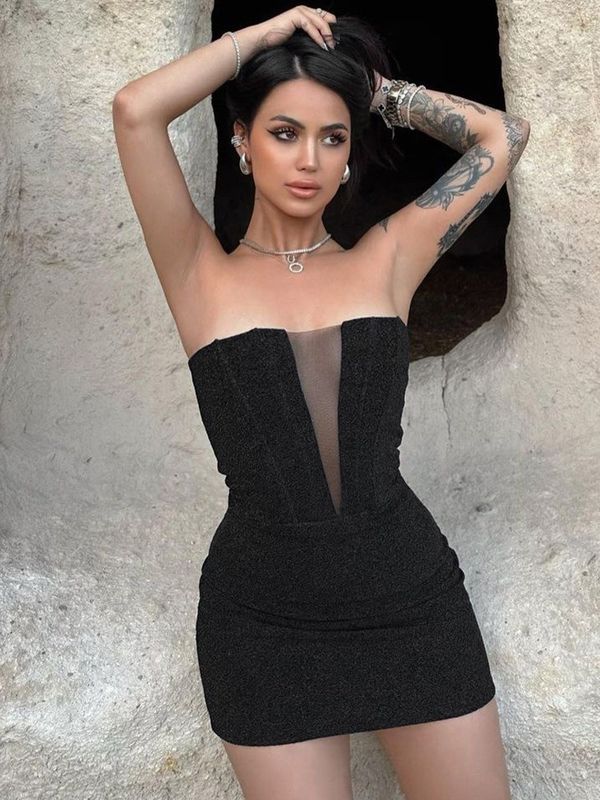 Pacchetto Moda Abito da Esclusiva Mercerizzato Pelle scavata Borsa Sottile Abito da Esclusiva Sexy